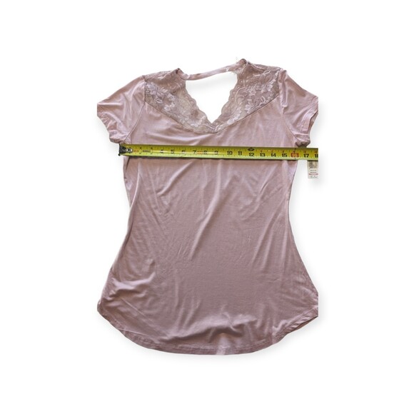 Nobo No Boundaries Knit Lace Trim Top Juniors L (11-13) Short Sleeve Dusty Rose - Picture 4 of 8